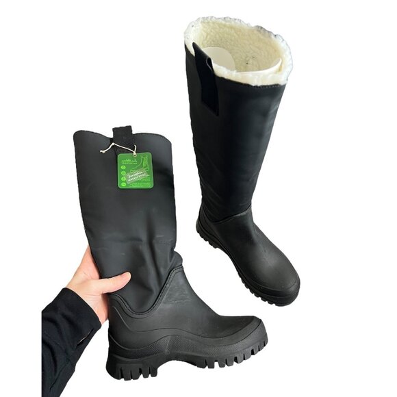 Sam Edelman Lessie Tall Rain Boots With Shearling Lining Black Waterproof Size 5 - Picture 5 of 9